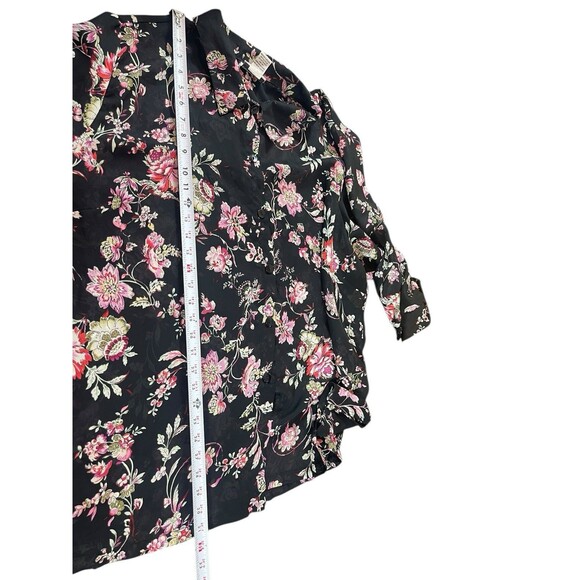 VTG Fashion Bug 30/32W Floral Blouse Black Pink Sheer Button Front Plus Size 4X - Picture 9 of 14